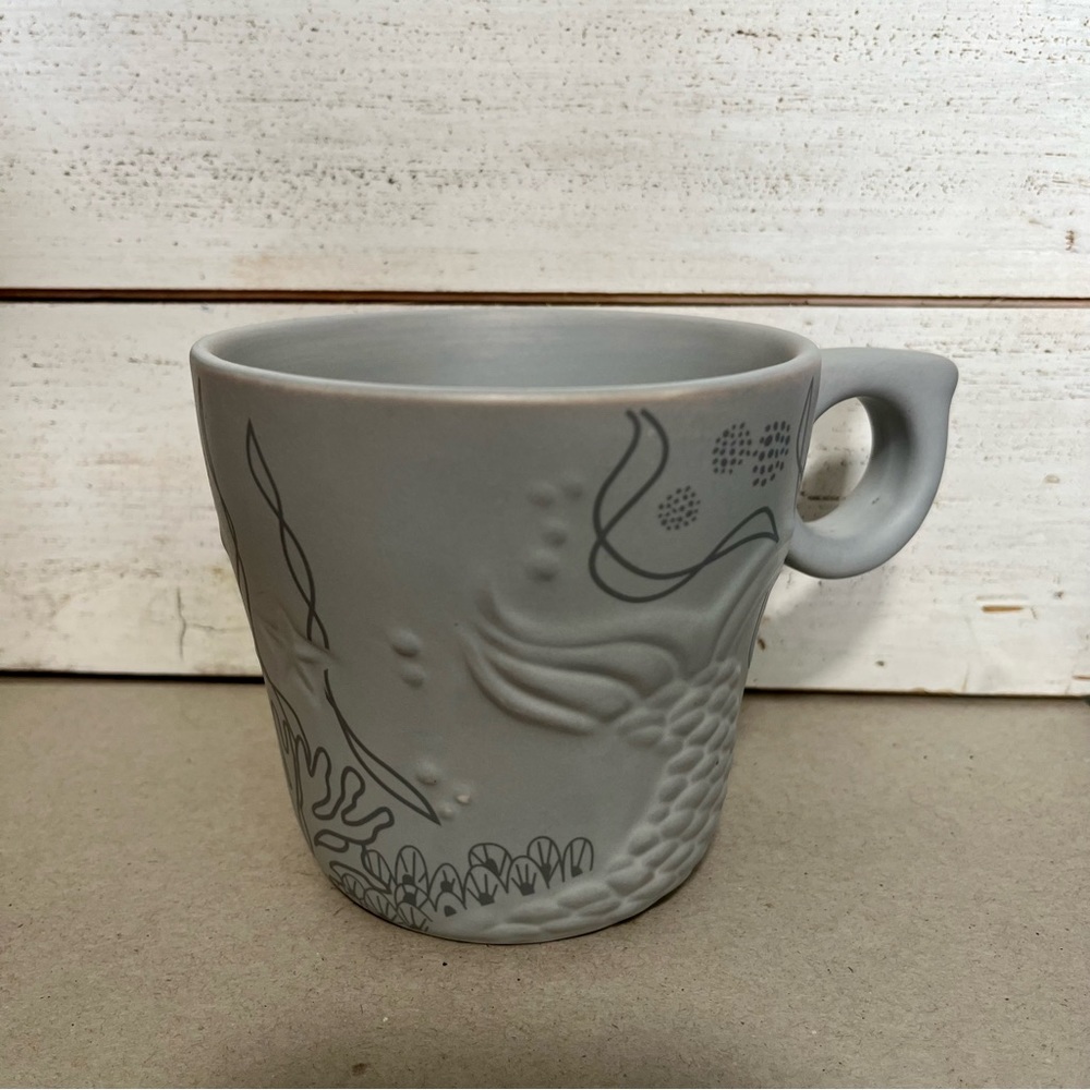 Starbucks Coffee Mug Embossed Siren Tail 2016 Anniversary Matte Gray Mermaid
